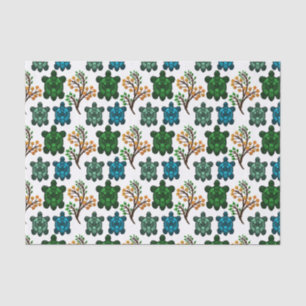 Tropical Sea Turtle Floral Pattern Coastal Ocean Tissue Paper