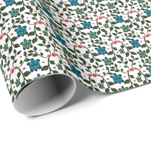 Tropical Sea Turtle Floral Pattern Coastal Ocean Wrapping Paper