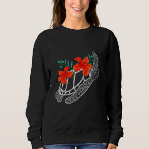 Tropical Sea Turtle Hibiscus Flowers For Kids Wome Sweatshirt