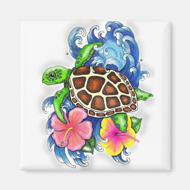Tropical Sea Turtle Magnet (Front)