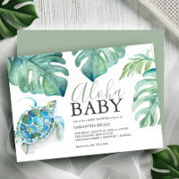 Tropical Sea Turtle Monstera Leaves Baby Shower