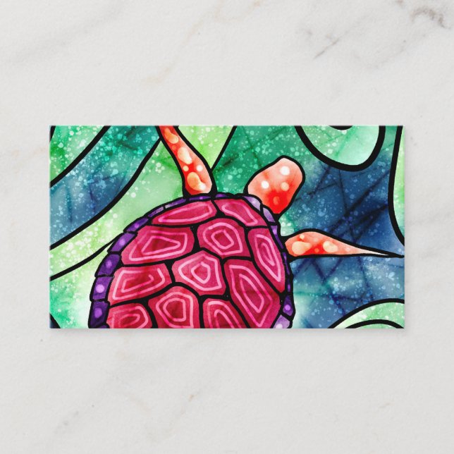 Tropical Sea Turtle Nautical Business Card (Front)