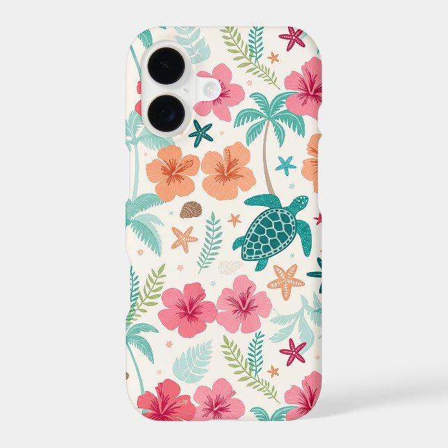 Tropical Sea Turtle Pattern | Hibiscus Palm Tree & (Back)