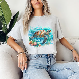 Tropical Sea Turtle Under the Sea Ocean Surfer T-Shirt