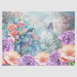 Tropical Sea Turtle & Watercolor Florals Tissue Paper