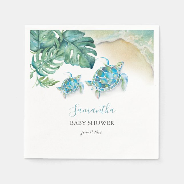 Tropical Sea Turtle Watercolor  Napkin (Front)