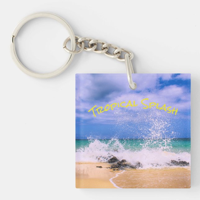 Tropical Sea Wave Splash Keychain (Front)