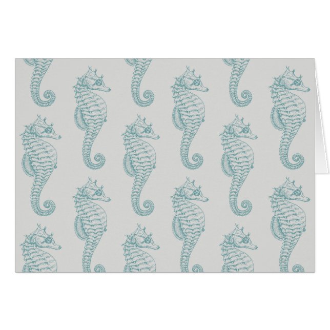 Tropical Seahorses, Seahorse Pattern - Blue Grey (Front Horizontal)