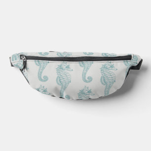 Tropical Seahorses, Seahorse Pattern - Blue Grey Fanny Pack