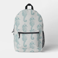 Tropical Seahorses, Seahorse Pattern - Blue Grey