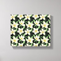 Tropical seamless pattern white flowers green leaf