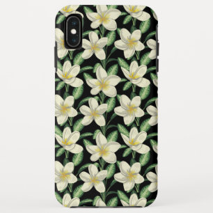 Tropical seamless pattern white flowers green leaf iPhone XS max case