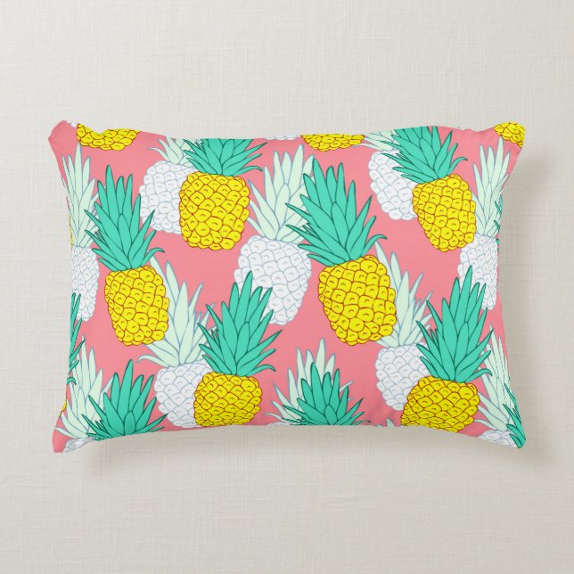Tropical seamless pattern with exotic pineapples.  accent pillow (Front)
