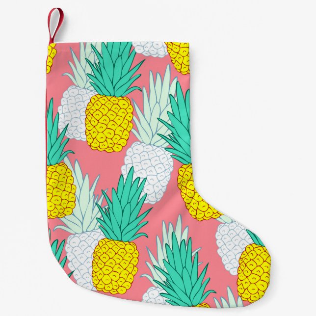 Tropical seamless pattern with exotic pineapples.  small christmas stocking (Front)