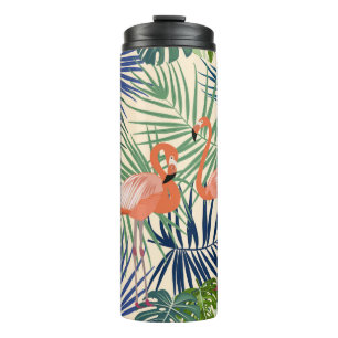 Tropical seamless pattern with flamingo. Botany de Thermal Tumbler