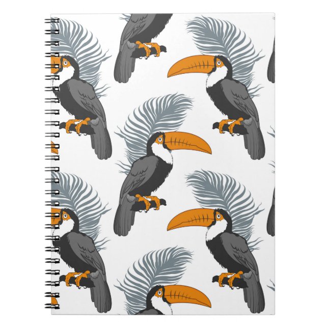 Tropical seamless pattern with toucans and leafs.  notebook (Front)
