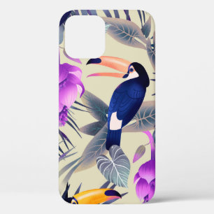 Tropical seamless pattern with toucans, monster, p iPhone 12 case