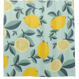 Tropical seamless pattern with yellow lemons
