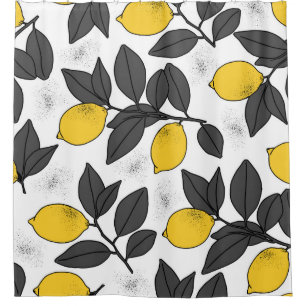 Tropical seamless pattern with yellow lemons. Hand