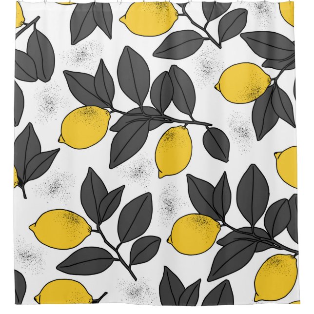 Tropical seamless pattern with yellow lemons. Hand (Front)