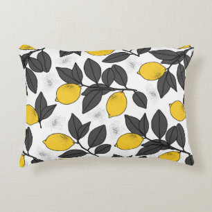 Tropical seamless pattern with yellow lemons. Hand Accent Pillow
