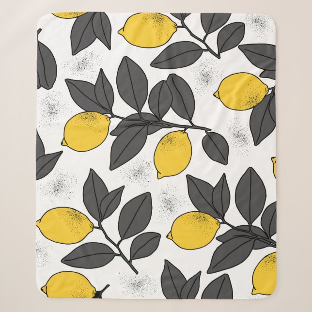 Tropical seamless pattern with yellow lemons. Hand Sherpa Blanket (Front)