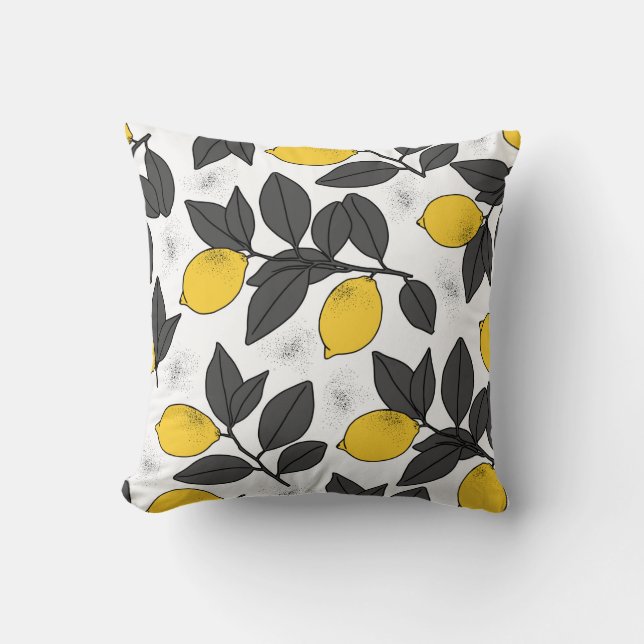 Tropical seamless pattern with yellow lemons. Hand Throw Pillow (Front)