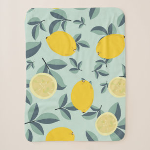 Tropical seamless pattern with yellow lemons sherpa blanket