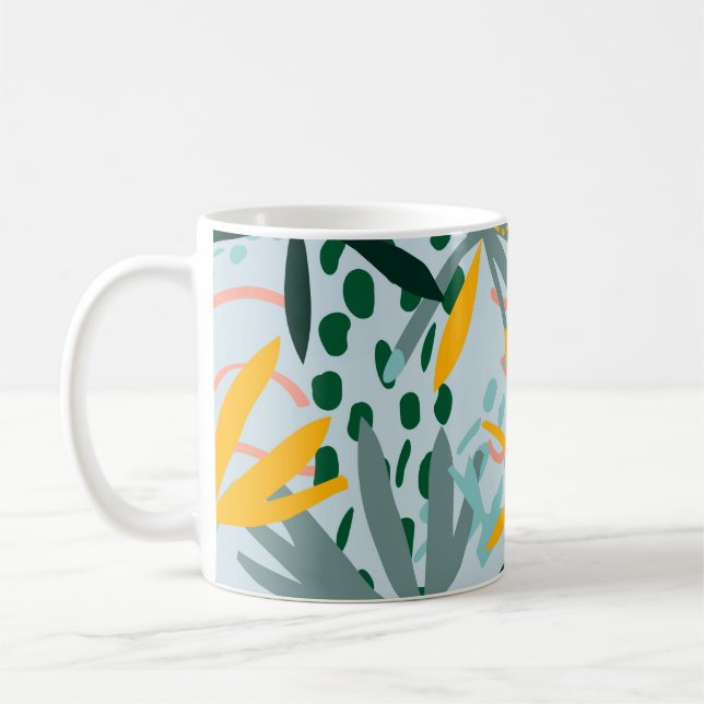 Tropical seamless texture with palm leaves, raster coffee mug (Left)