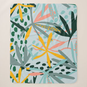 Tropical seamless texture with palm leaves, raster sherpa blanket