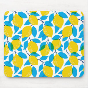 Tropical Seamless With Yellow Lemons Mouse Pad