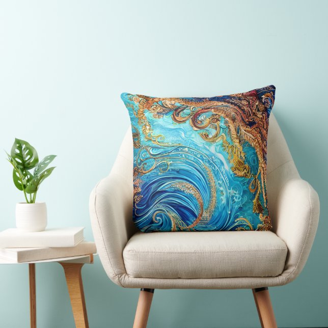 Tropical Seascape Beach Ocean Waves  Throw Pillow (Chair)