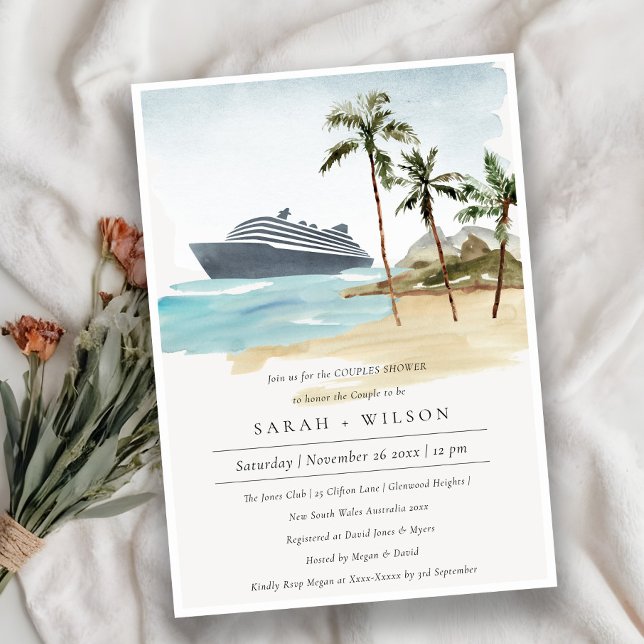 Tropical Seascape Cruise Couples Invitation de dou (Créateur téléchargé)