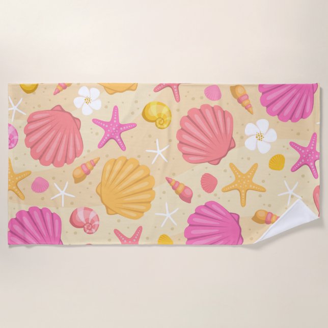 Tropical Seashell Beach Towel  (Front)