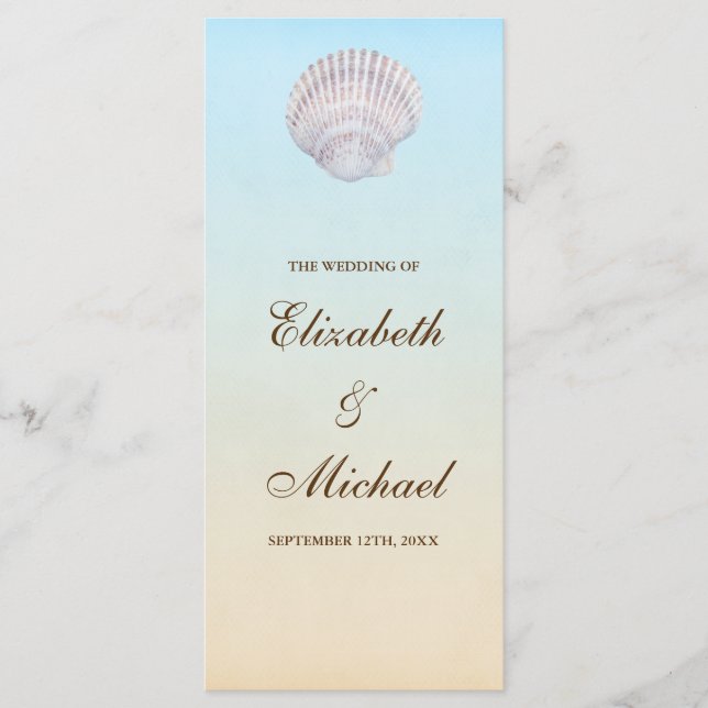 Tropical Seashell Beach Wedding Programme (Devant)