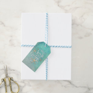Tropical SEAson's Greetings, Aquatic Watercolor Gift Tags