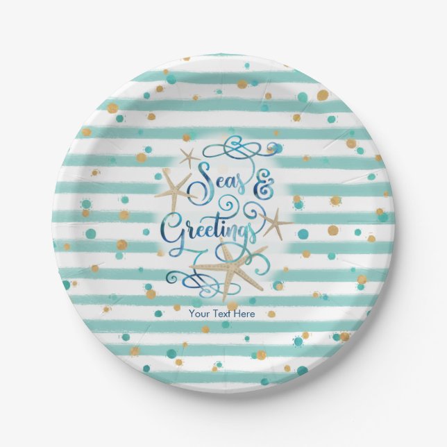 Tropical SEAson's Greetings Party Paper Plate (Front)