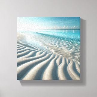 Tropical Serene Beach Landscape - Wavy Sand Ripple Canvas Print