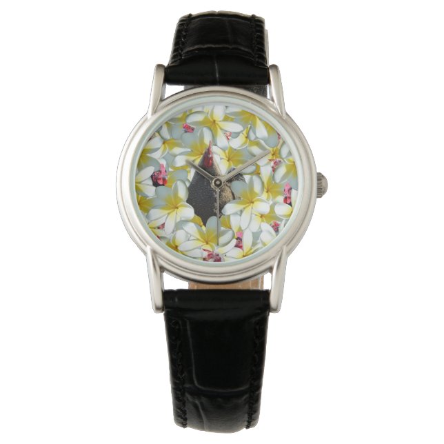 Tropical Serenity: Chicken and Frangipanis Harmony Watch (Front)