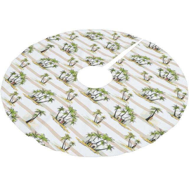 Tropical Shack And Palms Brushed Polyester Tree Skirt (Angled)