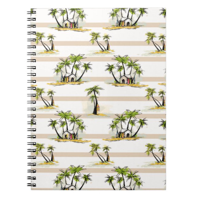 Tropical Shack And Palms Notebook (Front)