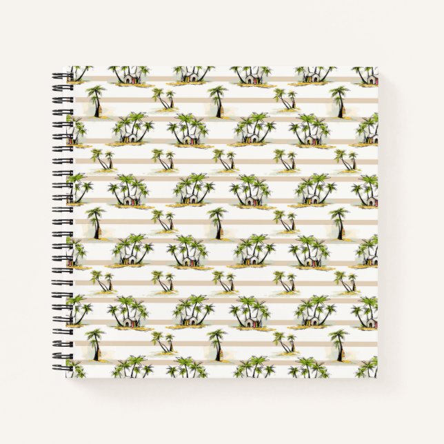 Tropical Shack And Palms Notebook (Front)