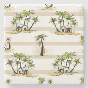 Tropical Shack And Palms Stone Coaster