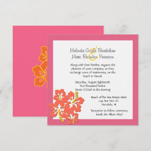 Tropical Sherbert Hibiscus Wedding Invitation