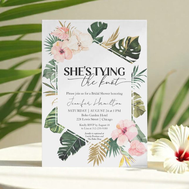  Tropical She's tying the knot Bridal Shower Invitation (Creator Uploaded)