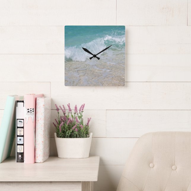 Tropical Shoreline Bliss #1 #ocean #wall #art Square Wall Clock (Reading Room)