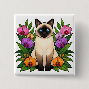 tropical siamese cat button