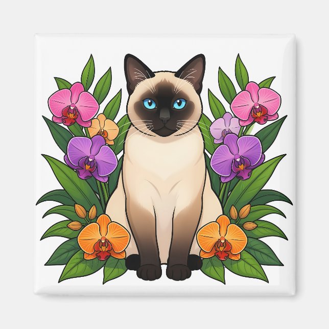 tropical siamese cat magnet (Front)