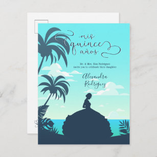 Tropical Silhouette Quinceanera Invitation Postcard