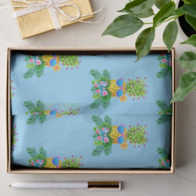 Tropical Singing Pineapple Lady Christmas Holiday  Tissue Paper (Matching tissue and gift bags)